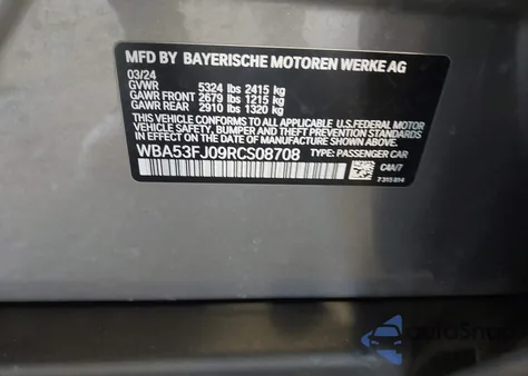2024 BMW 530 Xi z USA, uszkodzony, nr VIN WBA53FJ09RCS08708